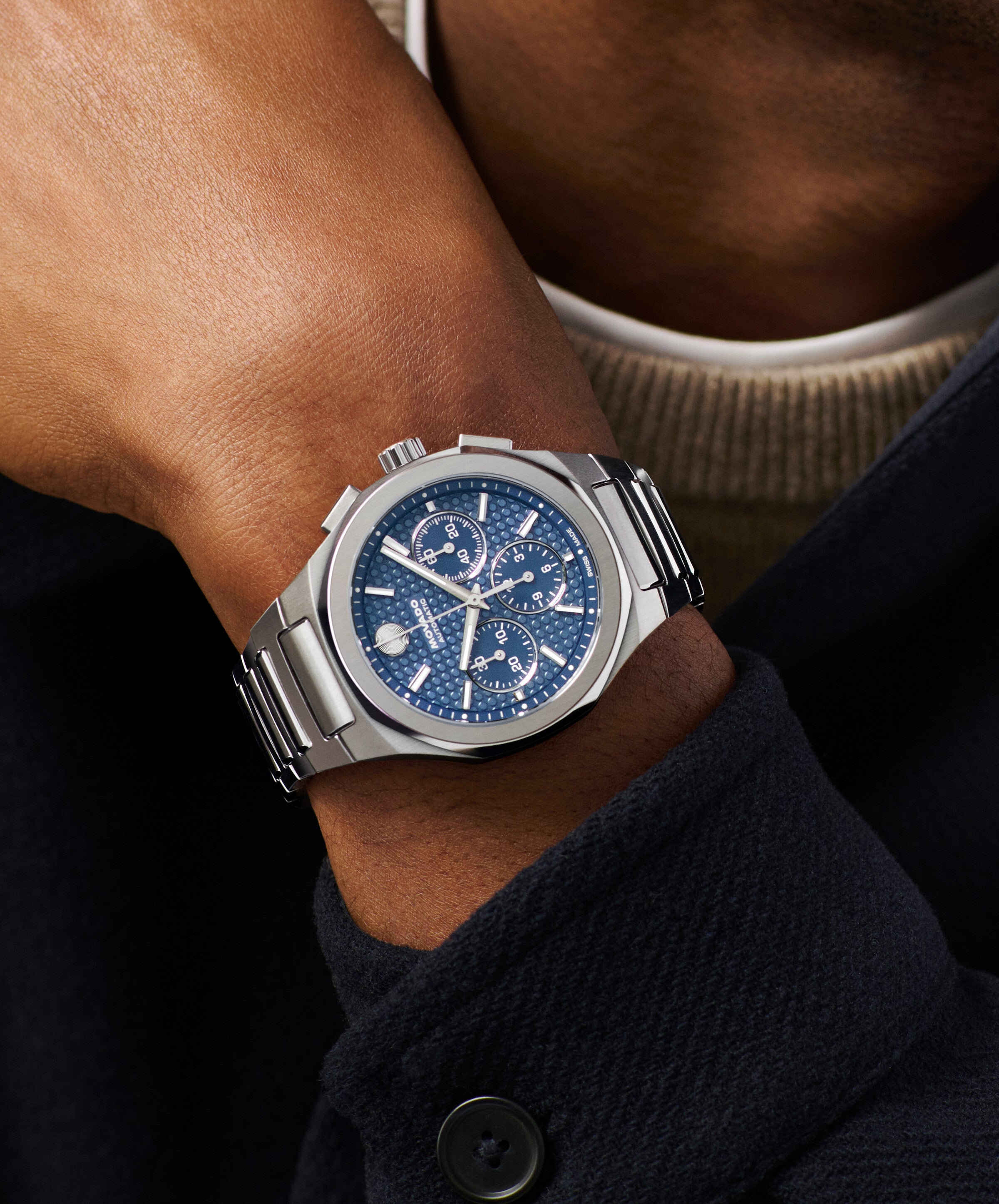 Movado Alta Centurion Chronograph Automatic Blue Dial Men's Watch 0607856