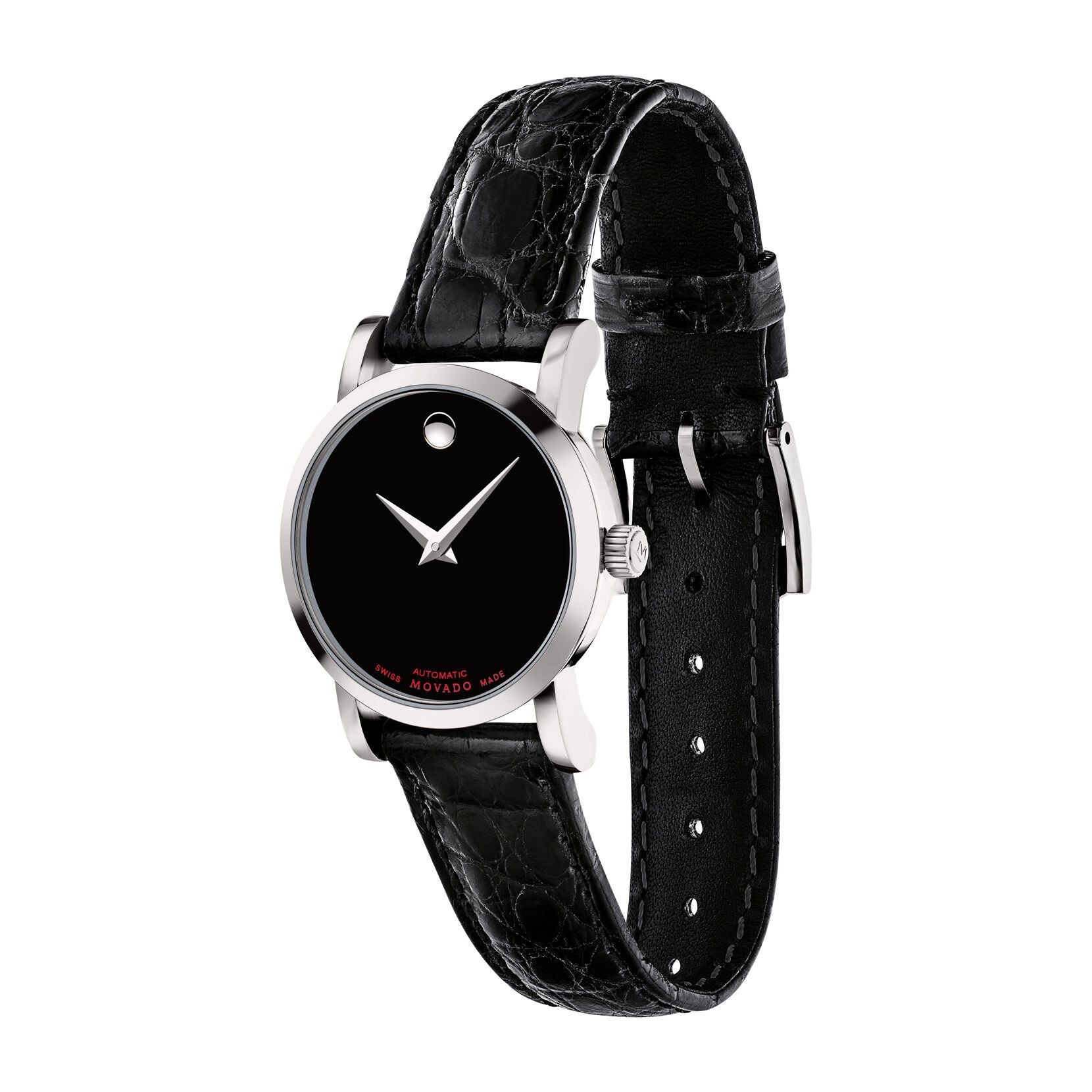 Movado Movado Red Label Automatic Black Dial Ladies Watch 0607009