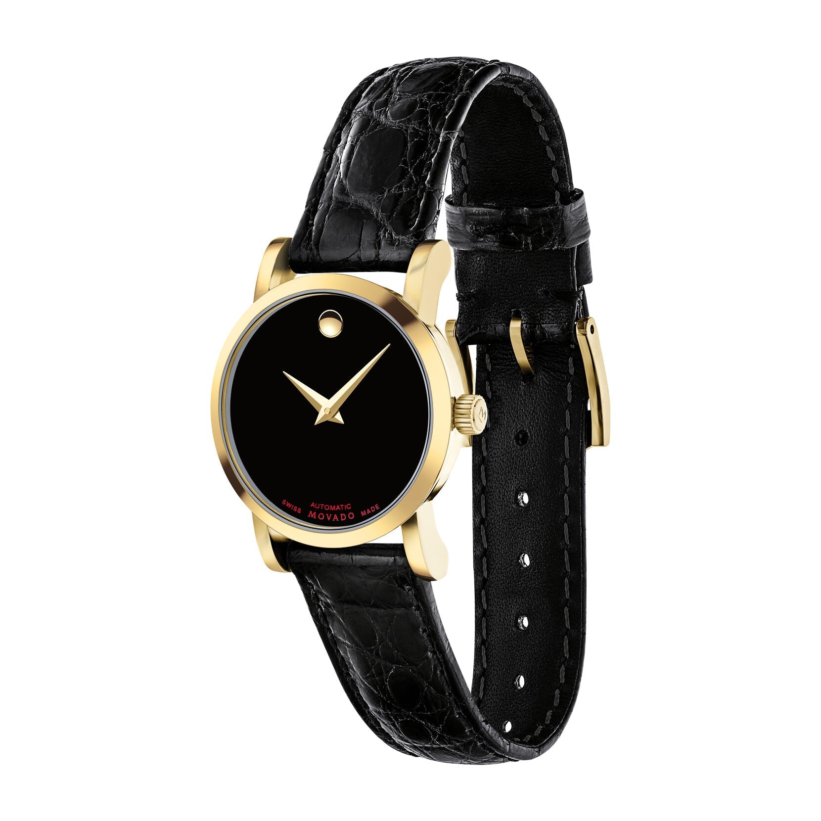 Movado Movado Red Label Automatic Black Dial Ladies Watch 0607010