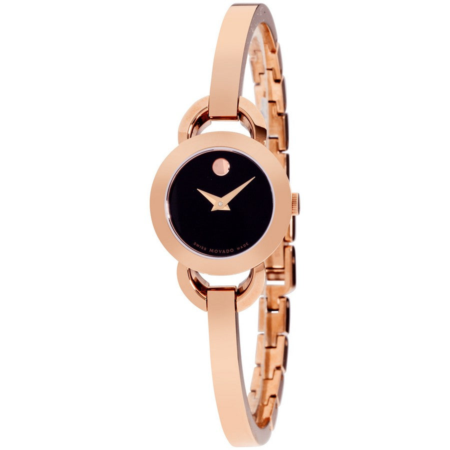 Movado Rondiro Quartz Black Dial Ladies Watch 0607065