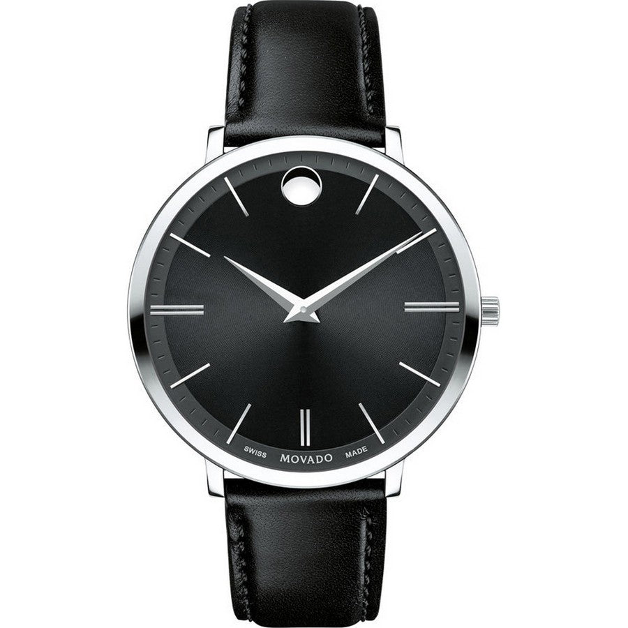 Movado Ultra Slim Quartz Black Dial Ladies Watch 0607090