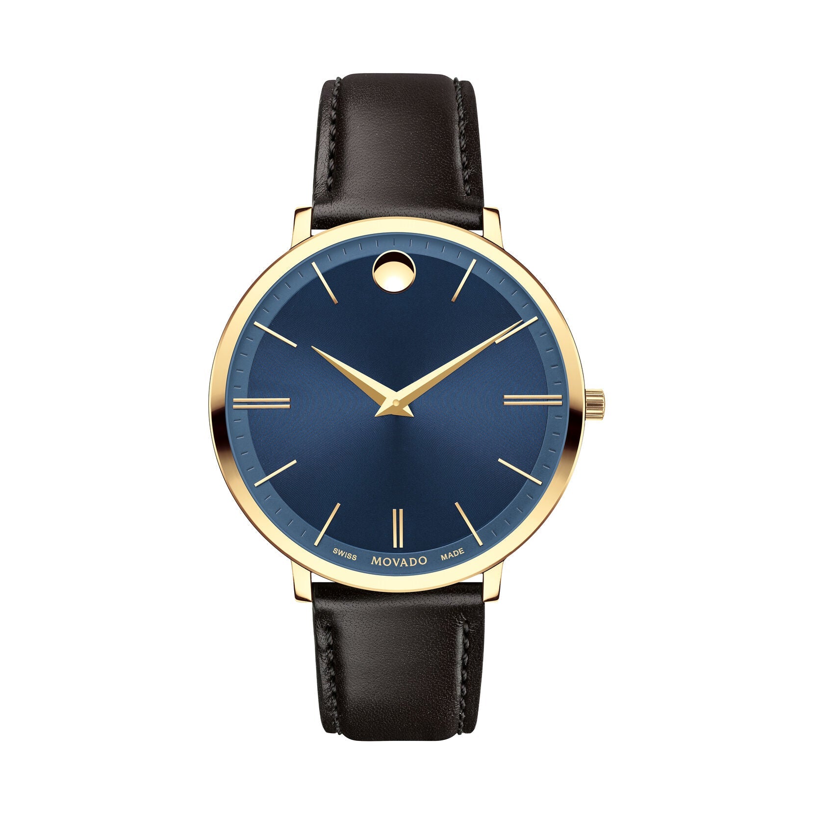 Movado Ultra Slim Quartz Blue Sunray Dial Ladies Watch 0607092