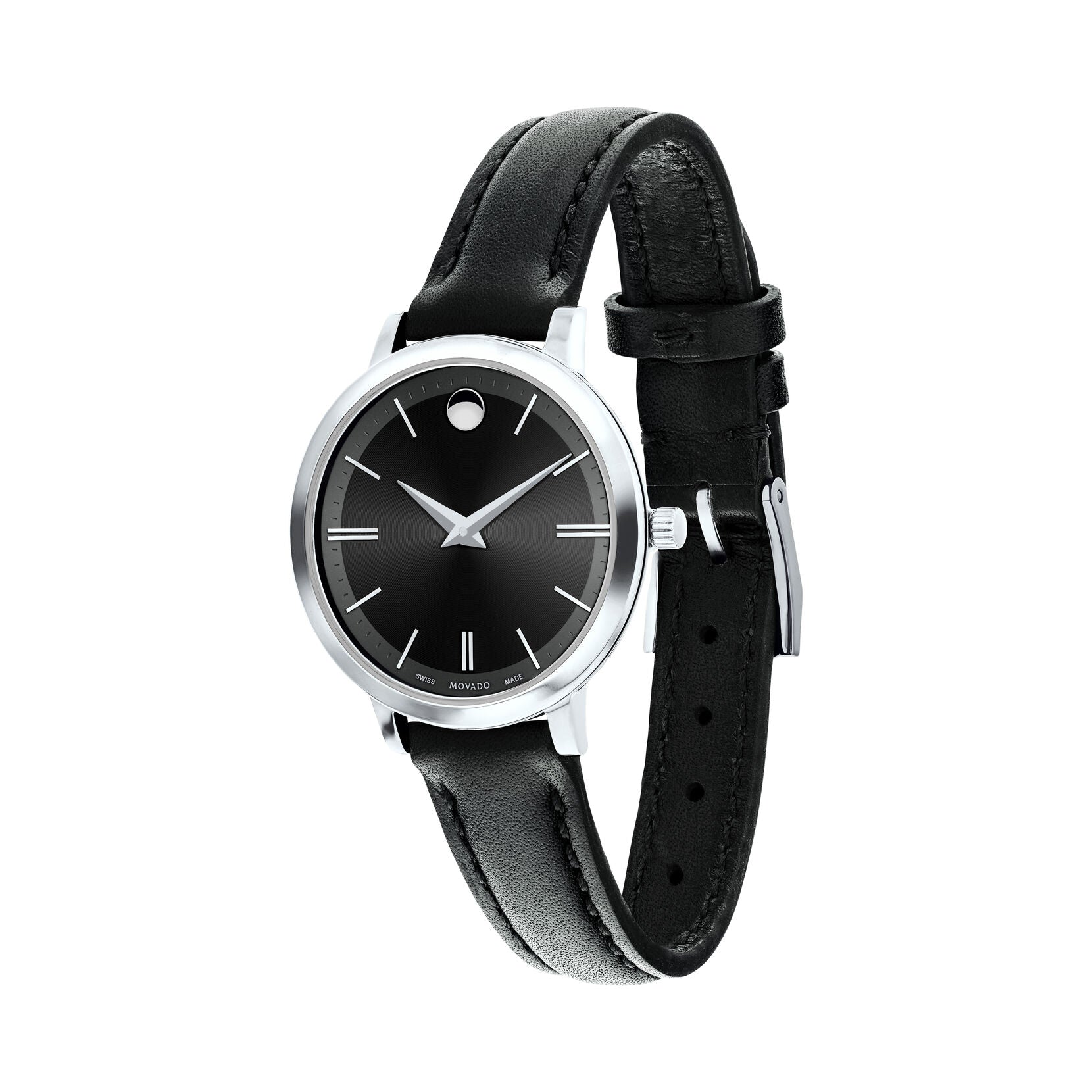 Movado Movado Ultra Slim Quartz Black Dial Ladies Watch 0607094