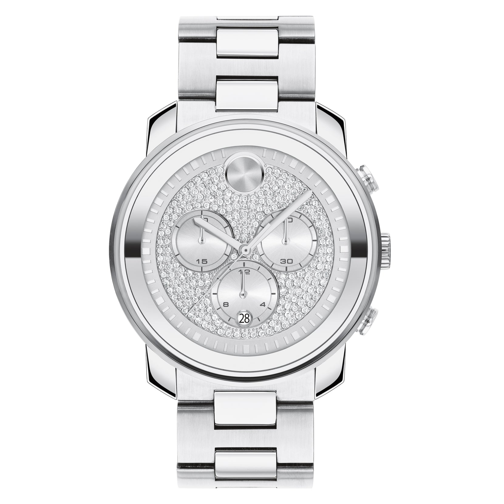 Movado Bold Metals Chronograph White Crystal Pave Dial Men's Watch 3600666