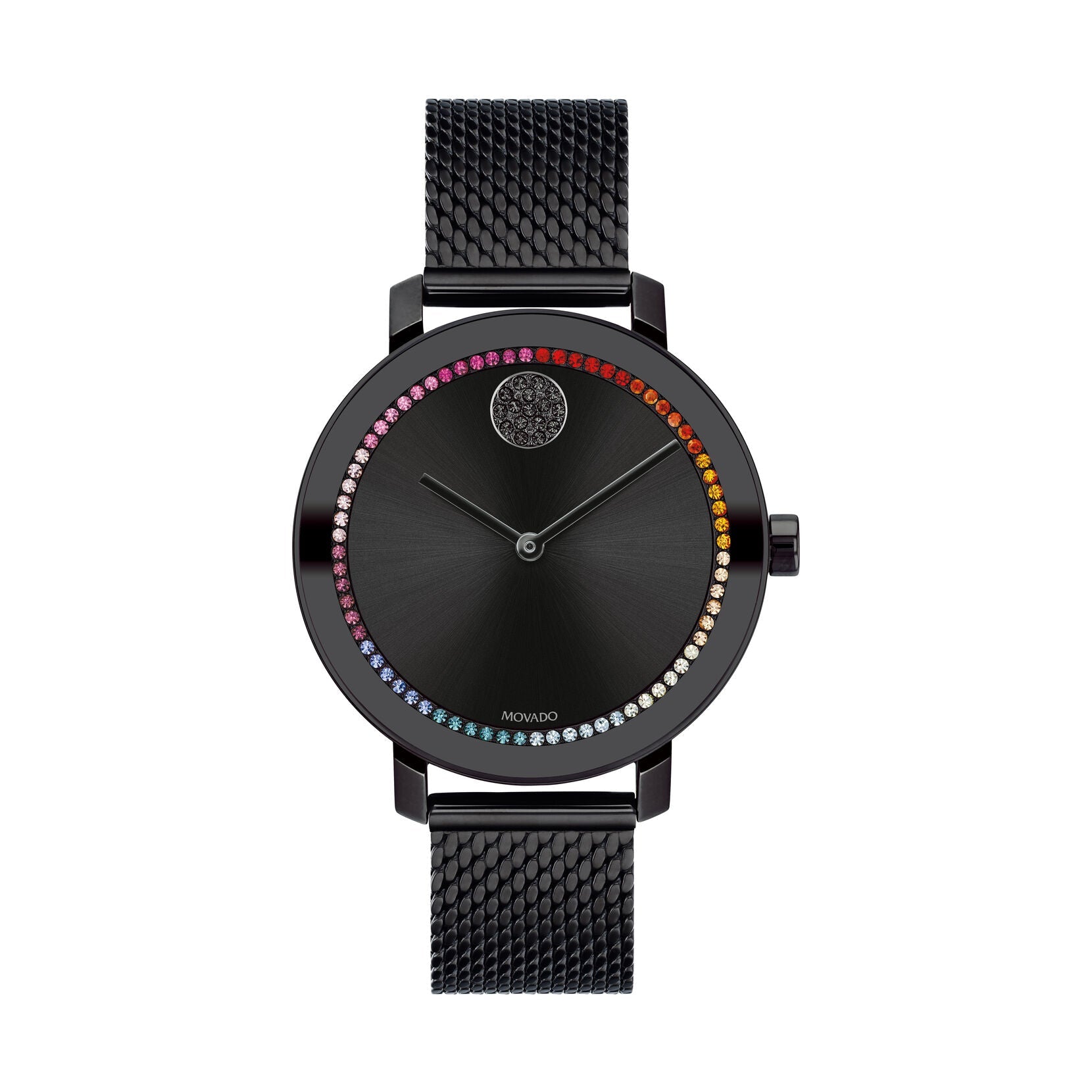 Movado Bold Evolution Quartz Black (Rainbow Crystals) Dial Ladies Watch 3600714
