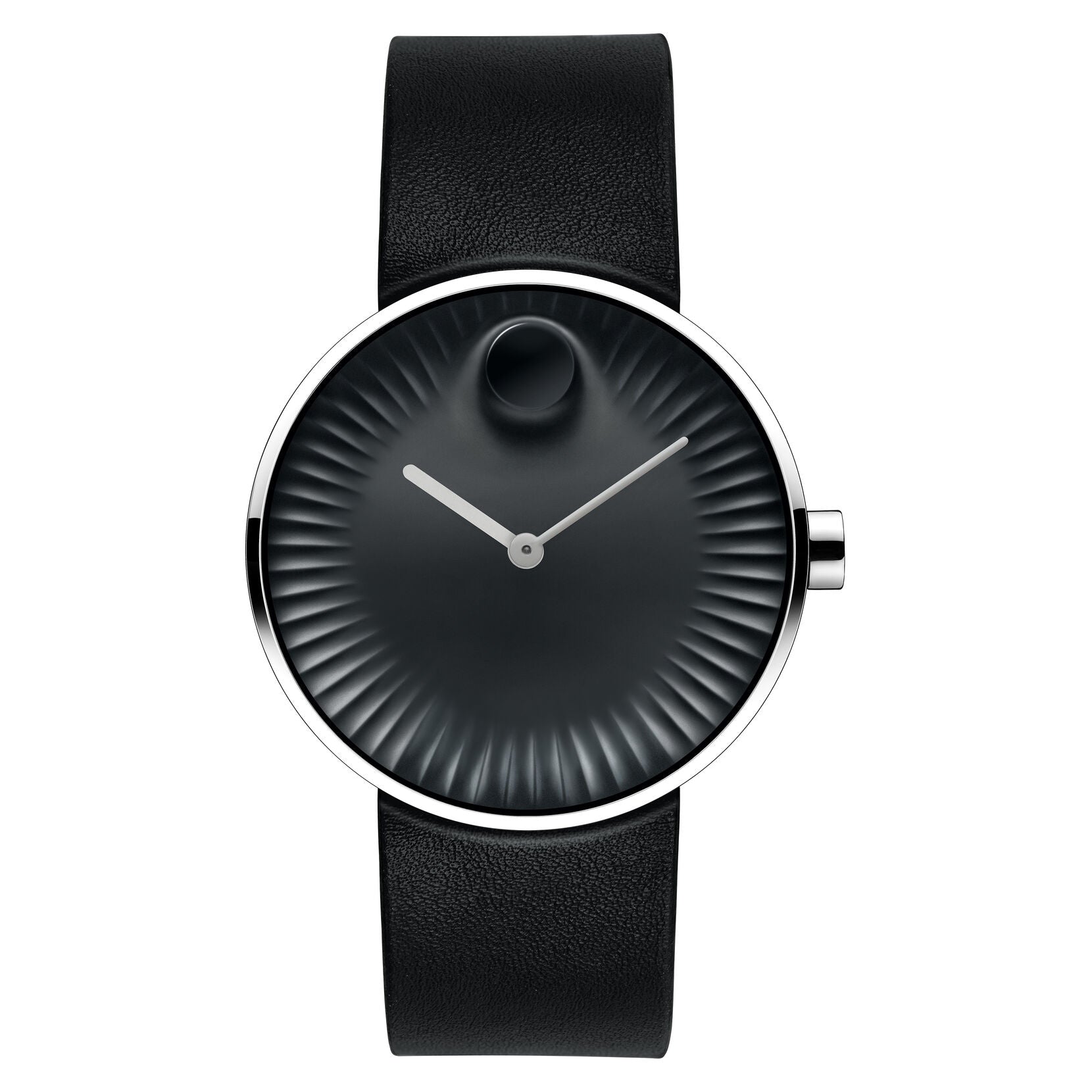 Movado Edge Quartz Concave Sandblasted Black Aluminum Dial Men's Watch 3680002