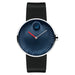 Movado Edge Quartz Concave Sandblasted Blue Aluminum Dial Men's Watch 3680004