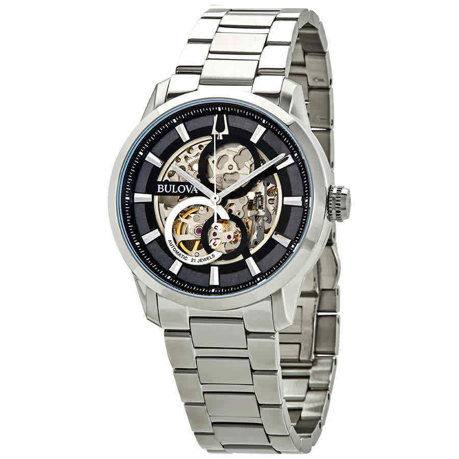 Bulova Sutton Automatic Black (Skeleton Center) Dial Men's Watch 96A208