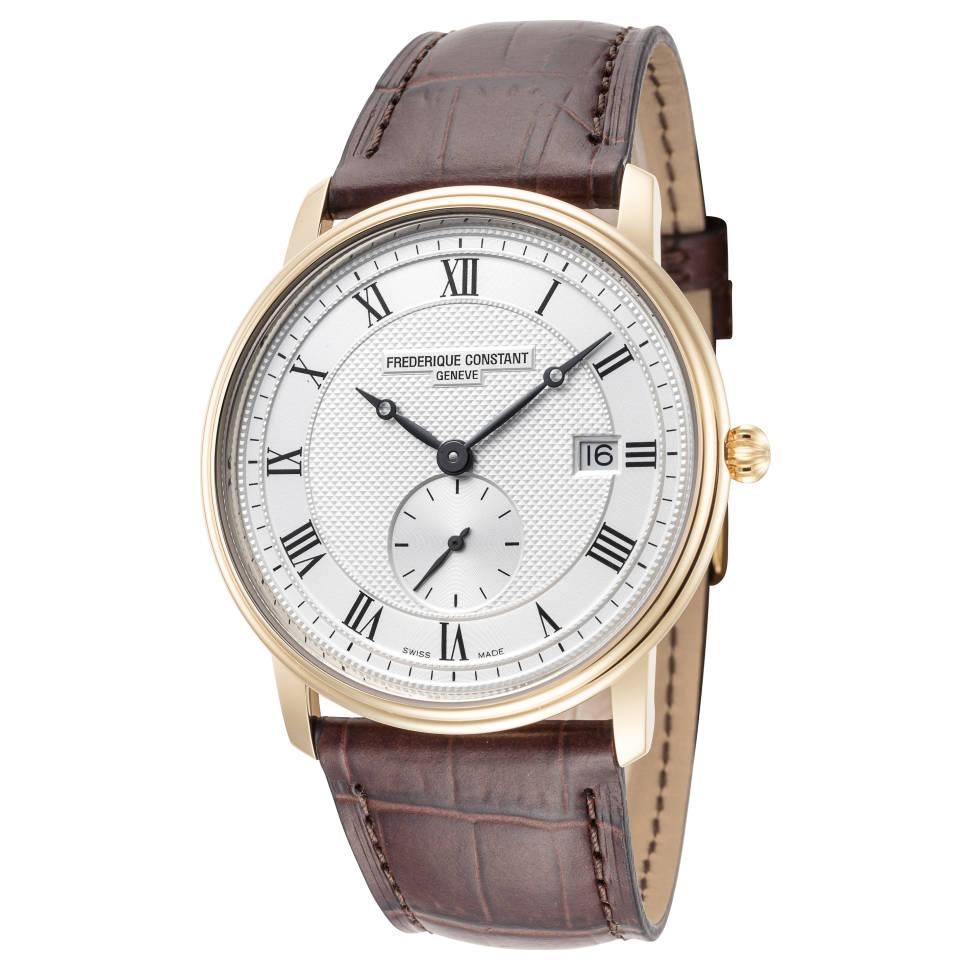 Frederique Constant Slimline Classics Quartz Silver Guilloche Dial Men's Watch FC-245M5S5