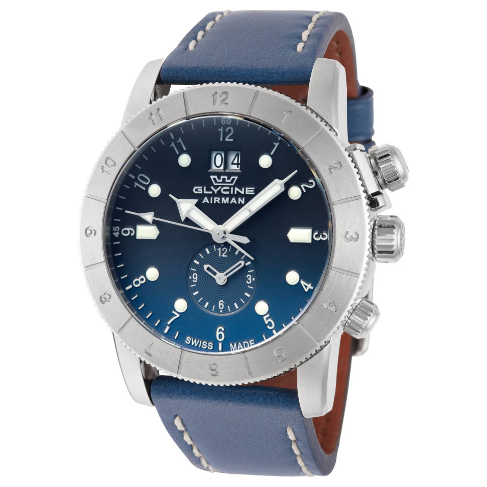 Glycine Airman Quartz GMT Quartz Blue Dial Men's Watch GL0151