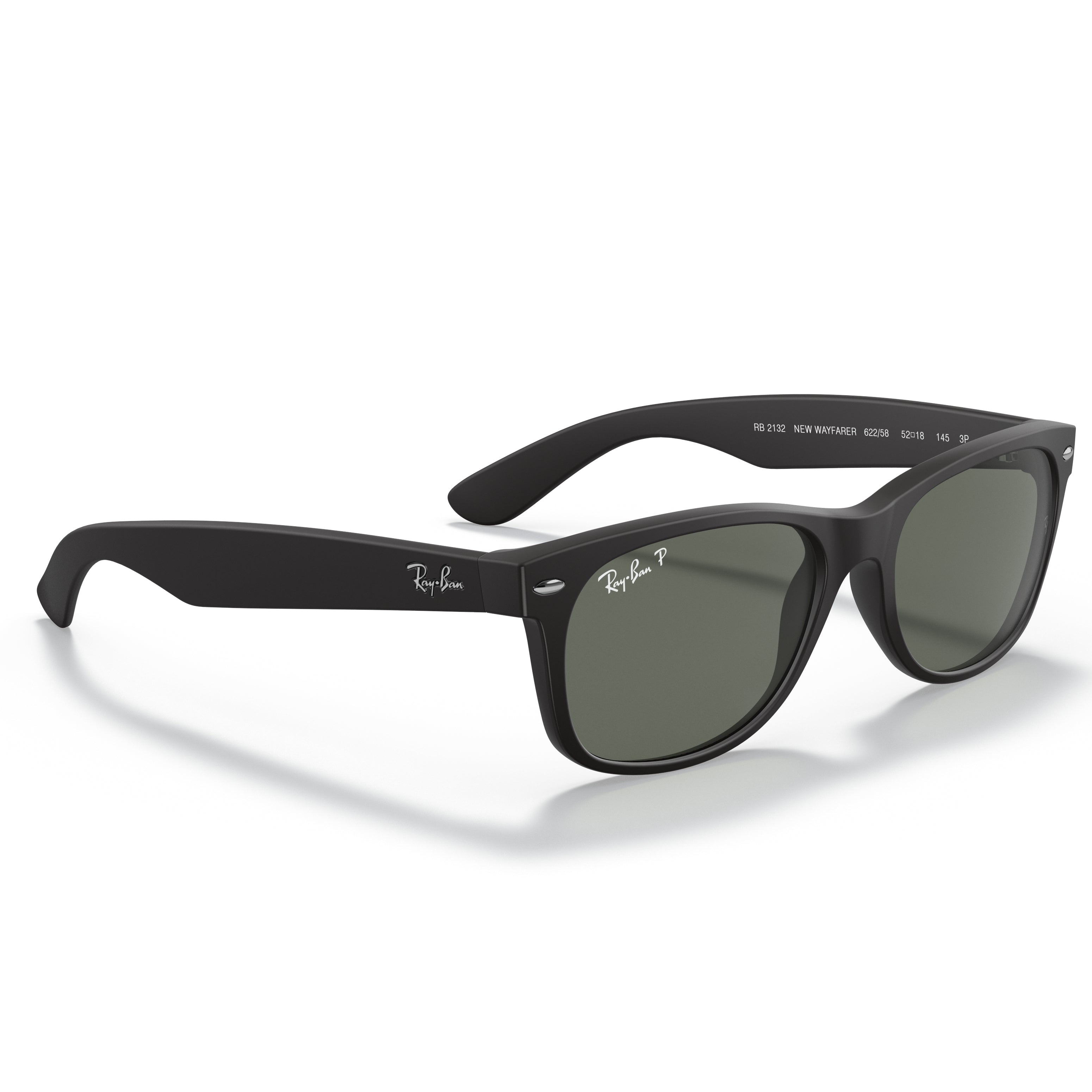 Ray-Ban Ray-Ban New Wayfarer Green Classic G-15 Polarized Square Men's Sunglasses RB2132 622/58 52