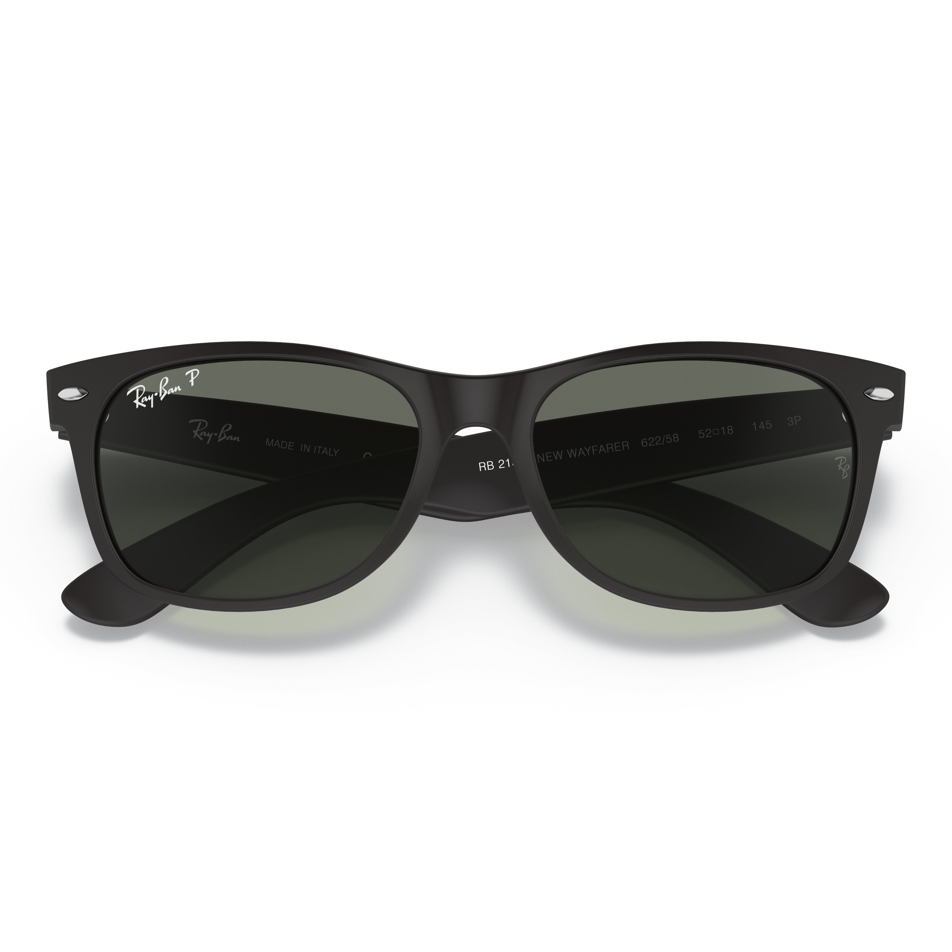 Ray-Ban Ray-Ban New Wayfarer Green Classic G-15 Polarized Square Men's Sunglasses RB2132 622/58 52