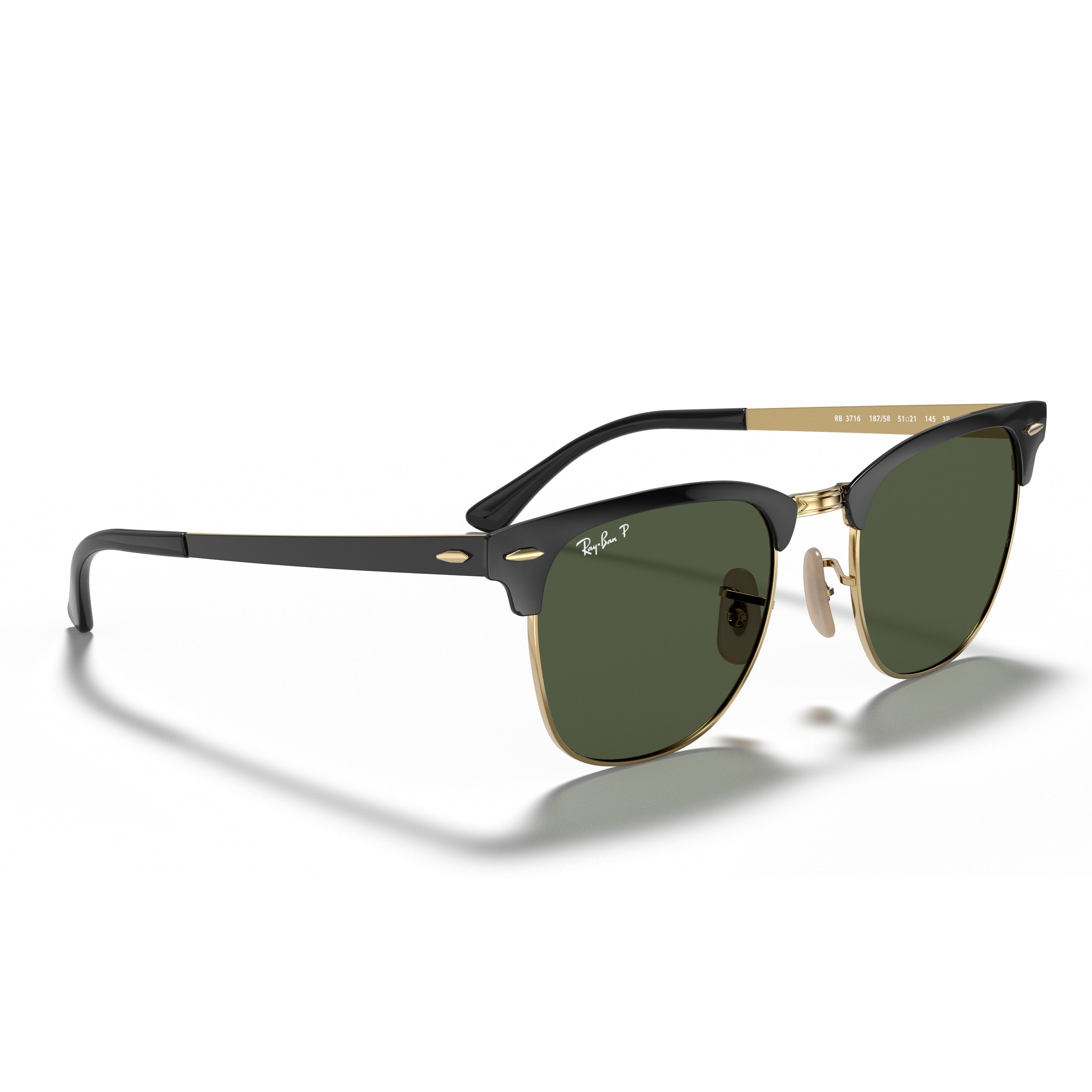 Ray-Ban Ray-Ban Clubmaster Metal Green Classic G-15 Square Unisex Sunglasses RB3716 187/58 51