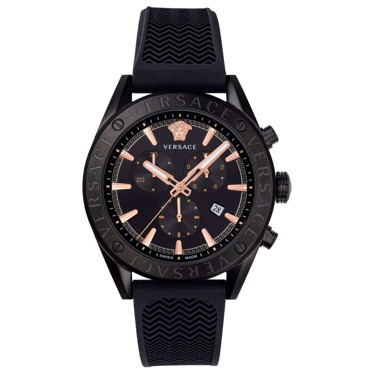 Versace V-Chrono Quartz Black Dial Men's Watch VEHB00419