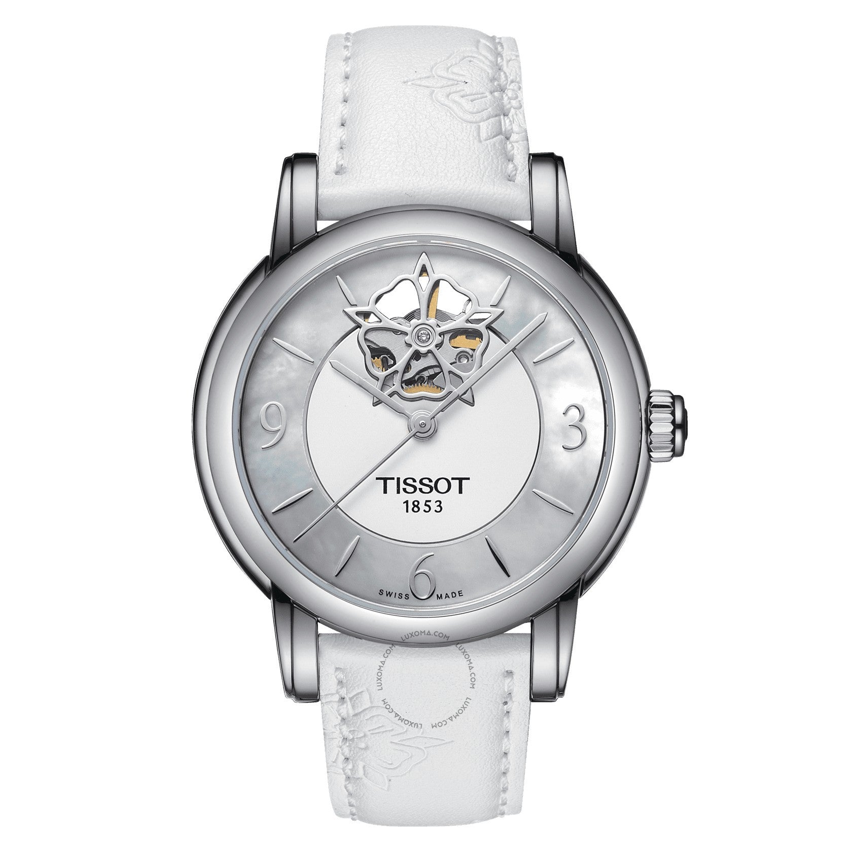 Tissot Lady Heart Automatic Mother of Pearl (Open Heart) Dial Ladies Watch T050.207.17.117.04