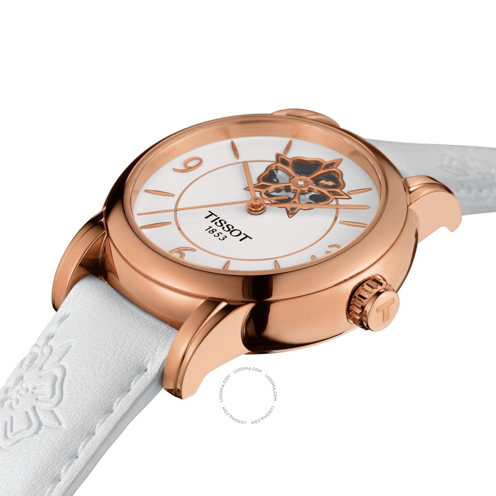 Tissot Tissot Lady Heart Automatic White Mother of Pearl (Open Heart) Dial Ladies Watch T050.207.37.017.04