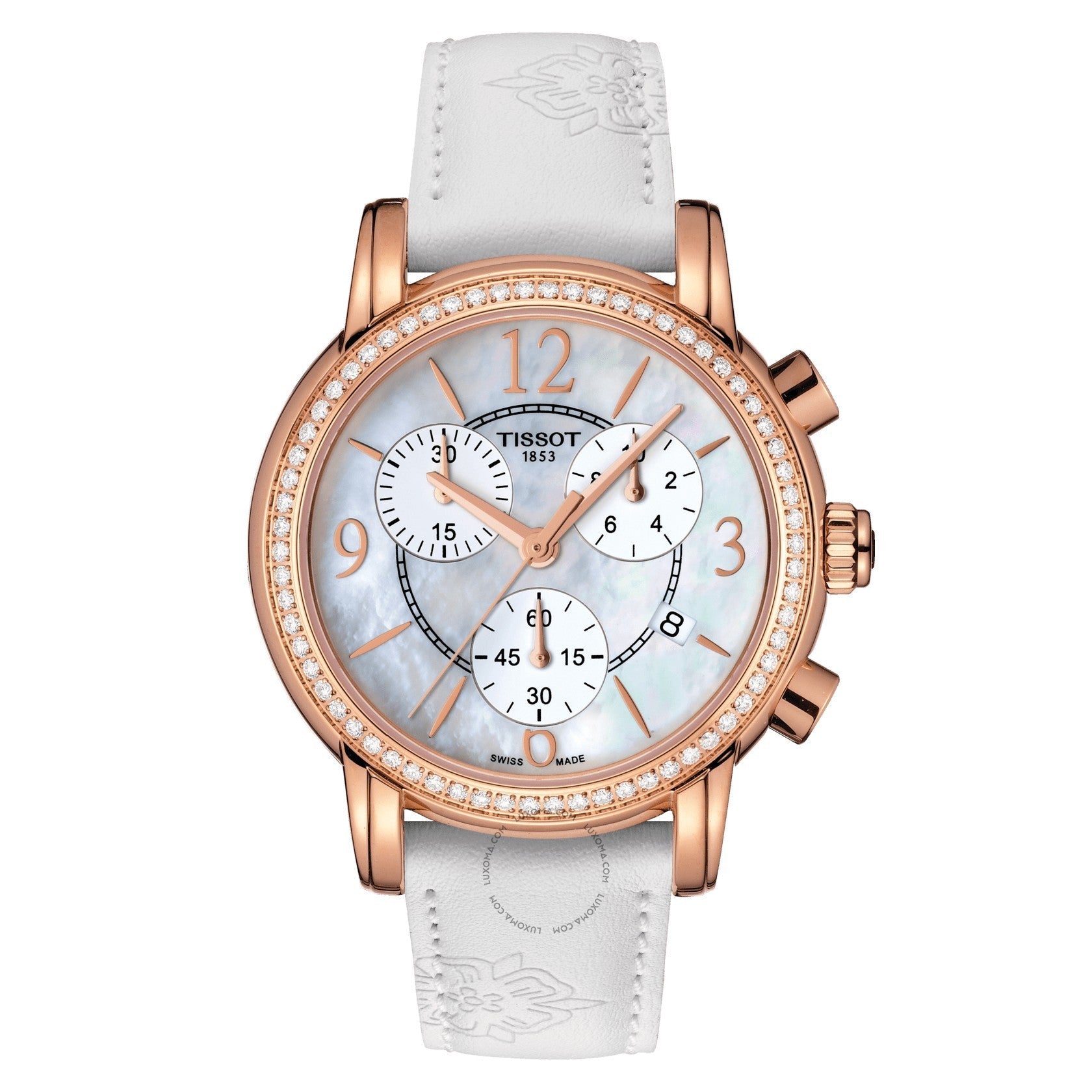 Tissot Dressport Chronograph White Mother of Pearl Dial Ladies Watch T050.217.67.117.01