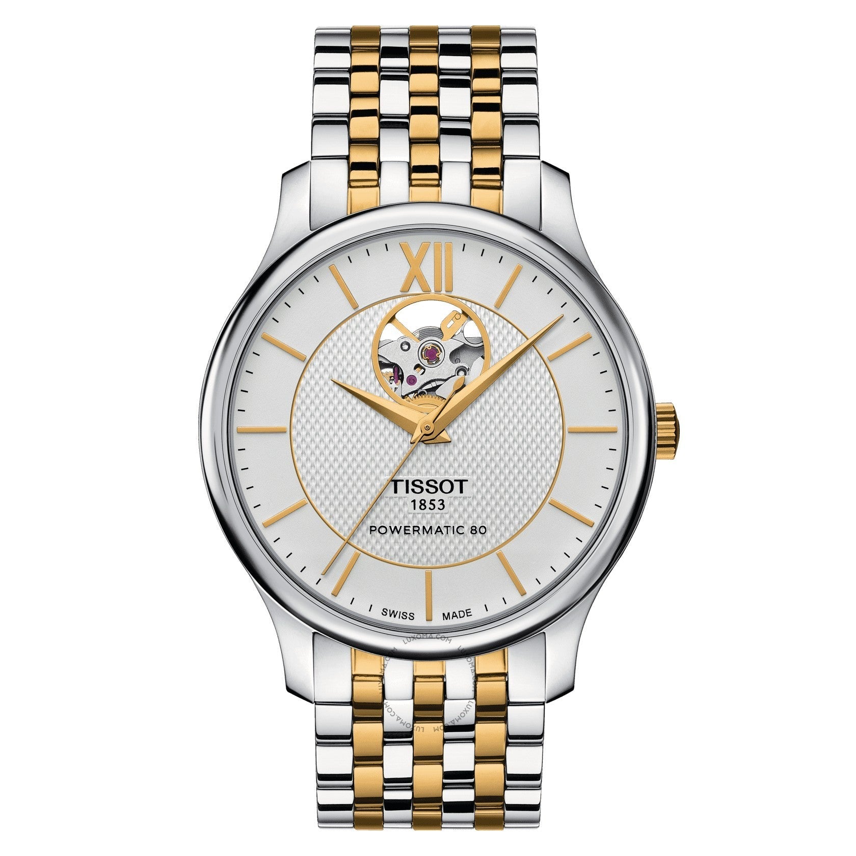 Tissot Tradition Powermatic 80 Automatic Silver (Open Heart) Dial Men's Watch T063.907.22.038.00