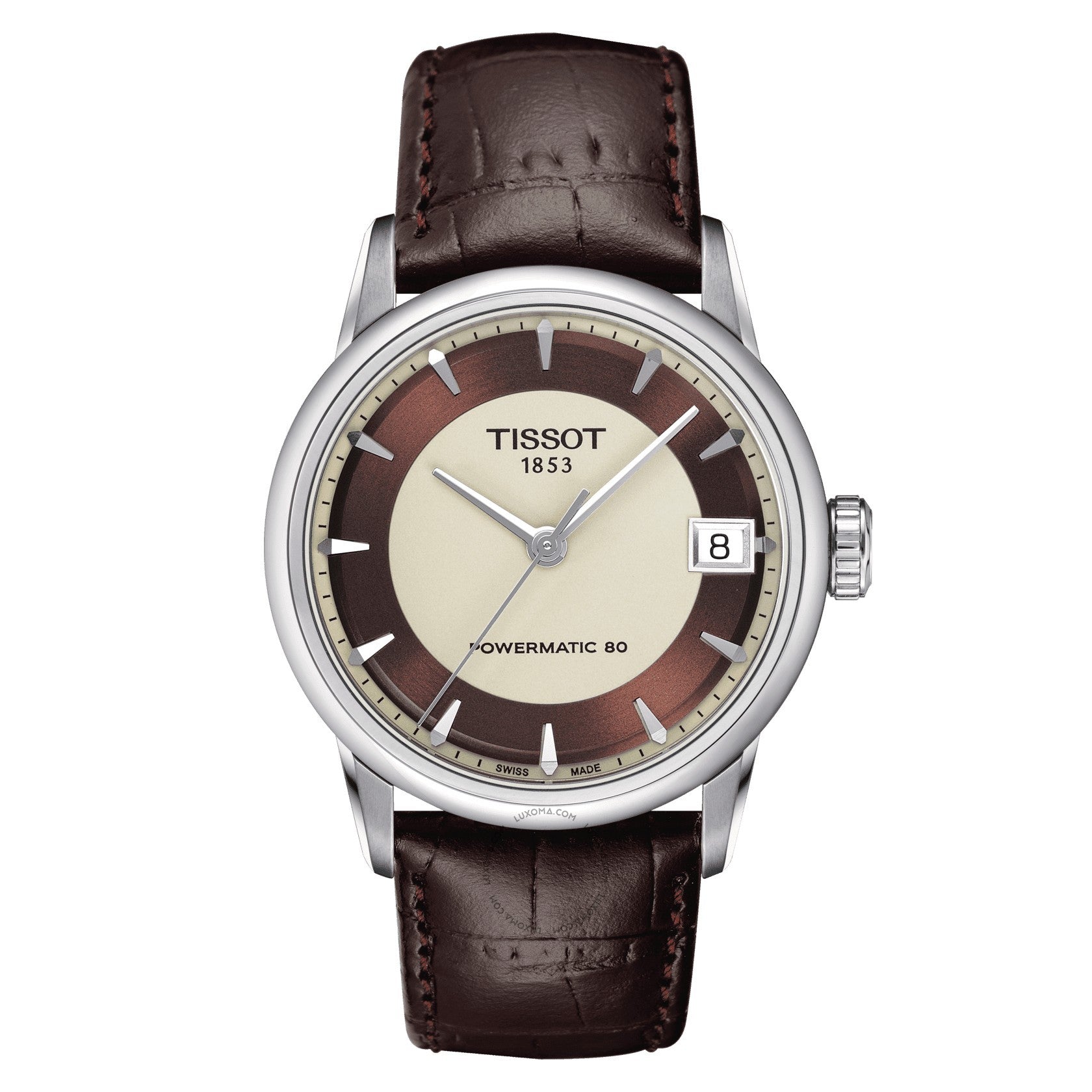 Tissot T-Classic Luxury Automatic Ivory and Brown Dial Ladies Watch T086.207.16.261.00