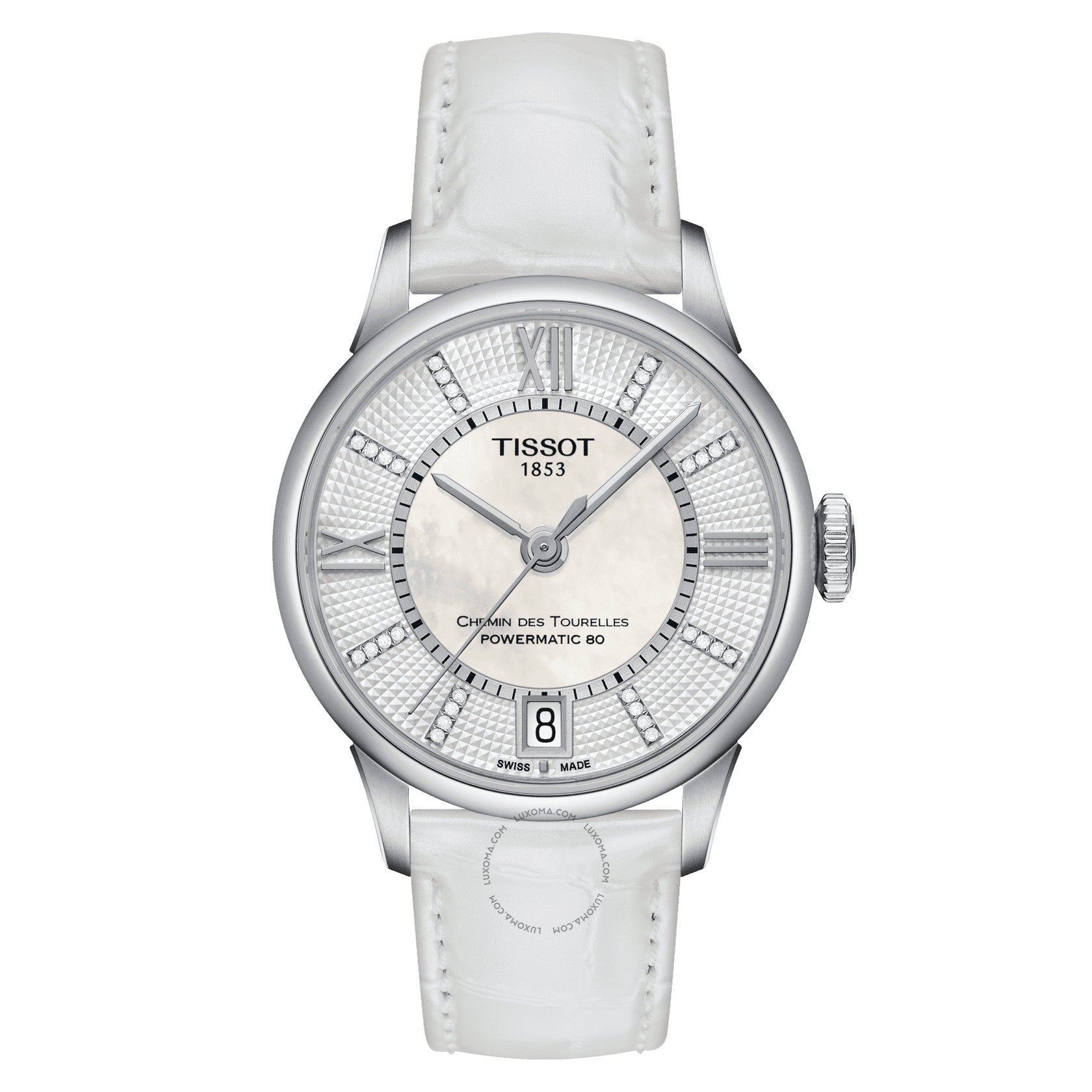 Tissot Chemin Des Tourelles Automatic White Mother of Pearl Dial Ladies Watch T099.207.16.116.00
