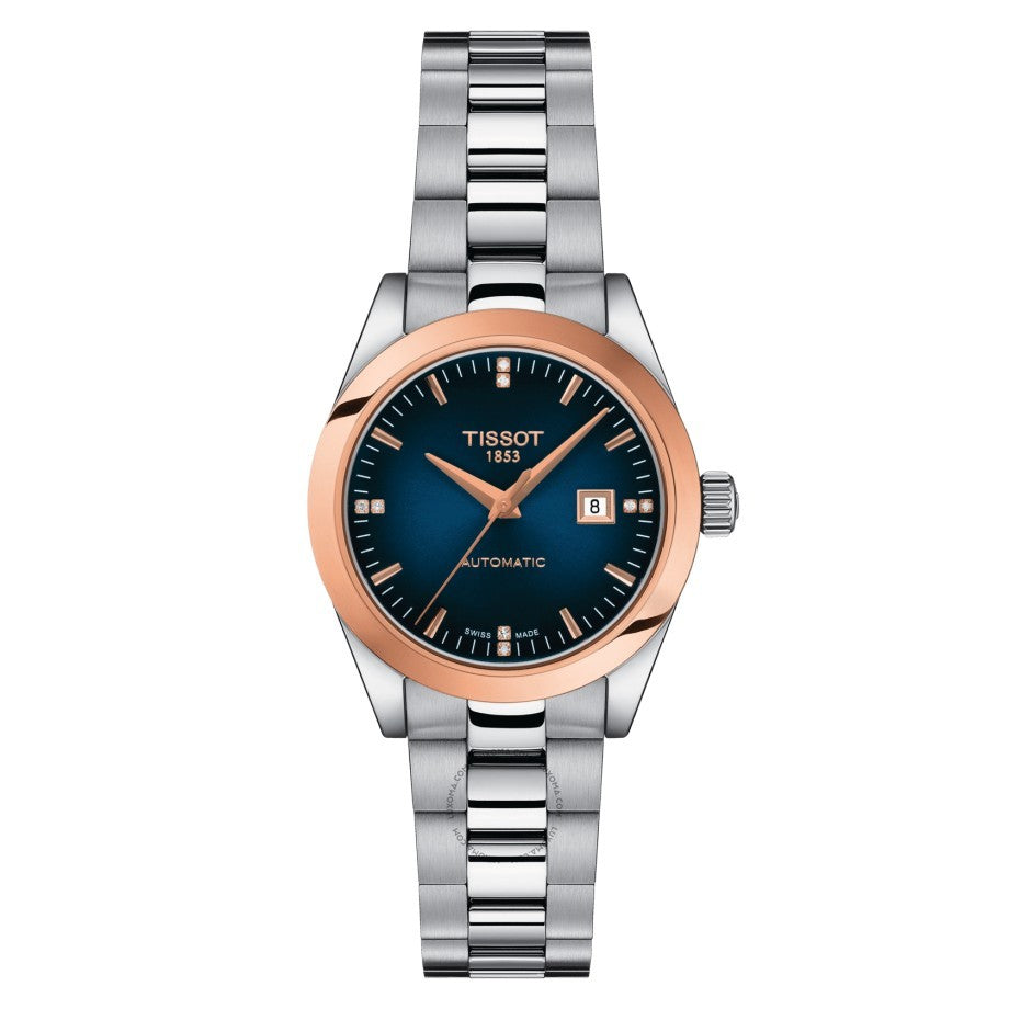 Tissot T-Gold Automatic Graded Blue-Black Dial Ladies Watch T930.007.41.046.00