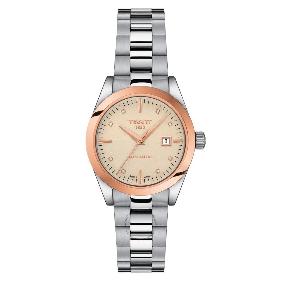 Tissot T-Gold Automatic Cream Opalin Dial Ladies Watch T930.007.41.266.00