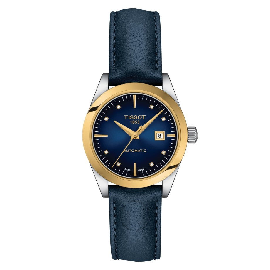 Tissot T-Gold Automatic Graded Blue-Black Dial Ladies Watch T930.007.46.046.00